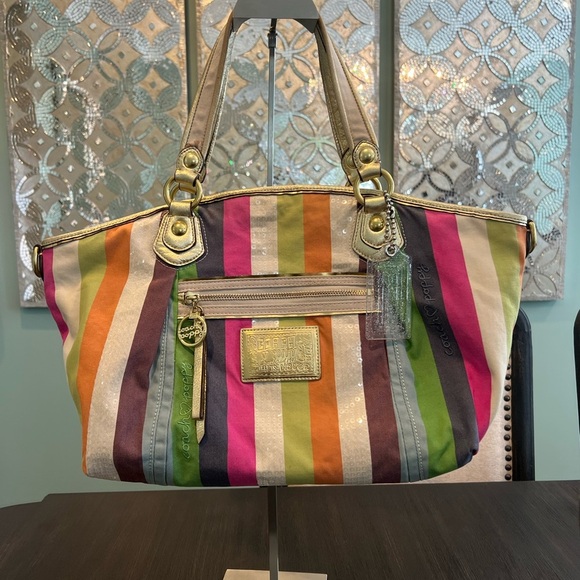 Coach Handbags - Coach Poppy Legacy Stripe Large Rocker Bag